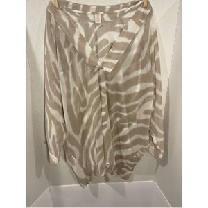 Women’s 3/4 Sleeve Chicos Sheer Blouse - Tan And White - Size 0